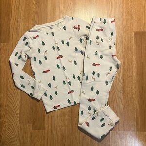 Carter's Cream Pajama Set with Red and Green Print